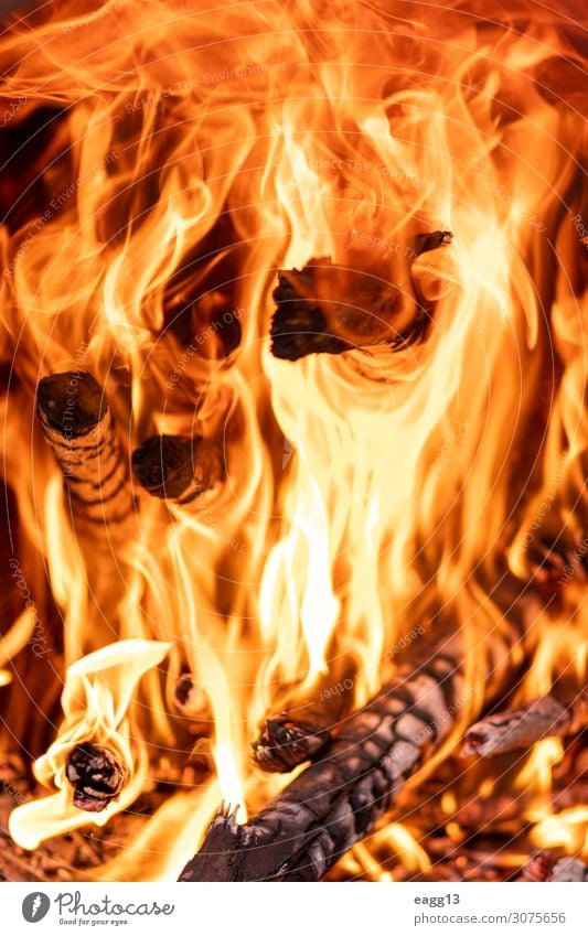 Feuerflammen in Holzkohle mit Brennholz schön Natur Wärme heiß gefährlich Energie in Flammen Zigarettenasche Hintergrund Hintergründe Brand lodernd Freudenfeuer