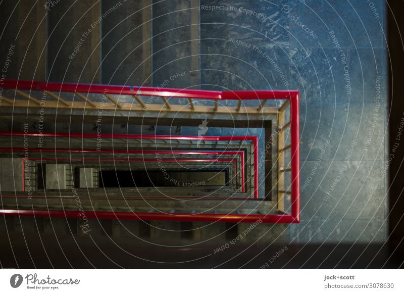 Aufstieg Architektur Treppenhaus Boden Treppengeländer Marmor eckig oben retro unten Stil Symmetrie Wege & Pfade Raumeindruck Etage Reaktionen u. Effekte