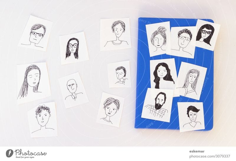 face-book Mensch maskulin feminin Junge Frau Jugendliche Junger Mann Erwachsene Freundschaft Menschengruppe Zeichnung Doodle gezeichnet Portrat Avatar Medien