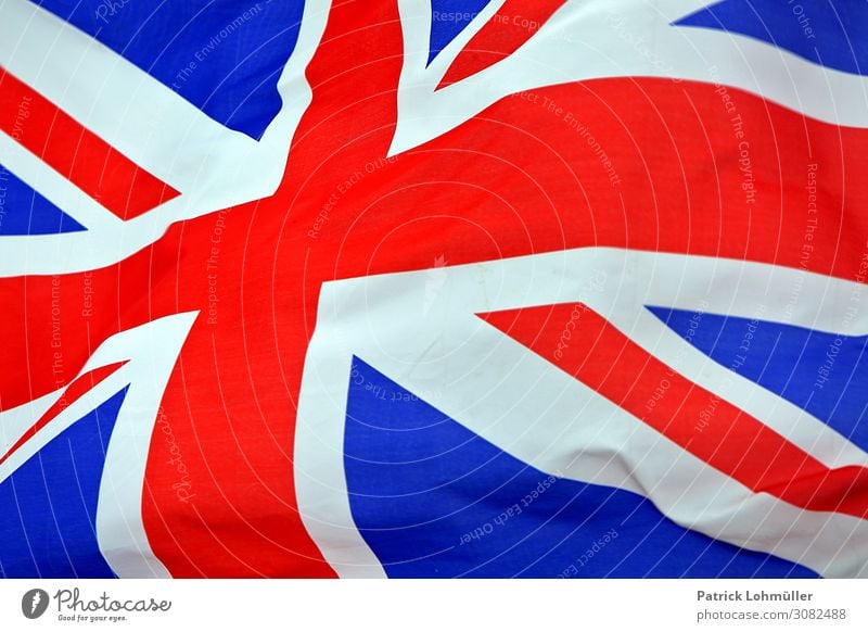 England Flagge Ferien & Urlaub & Reisen Tourismus Städtereise Wind London Großbritannien Europa Hauptstadt Zeichen Kreuz Streifen Brexit Bewegung historisch