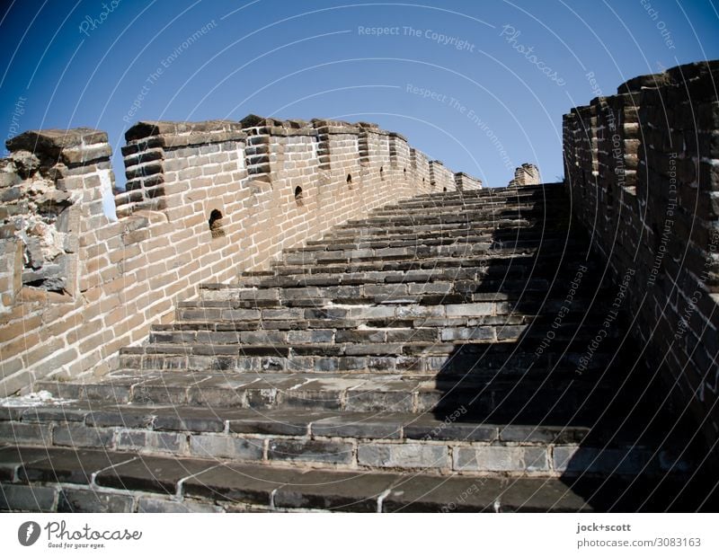 Anstieg (1 Li) Weltkulturerbe Chinesische Architektur Wolkenloser Himmel Treppe Sehenswürdigkeit Wahrzeichen Chinesische Mauer Naturstein authentisch