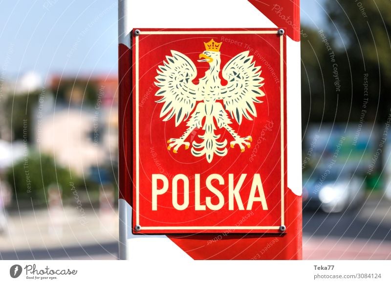 Willkommen in Polen Sommer Stadt bevölkert ästhetisch Grenze Polnische Grenze Polska Farbfoto Außenaufnahme