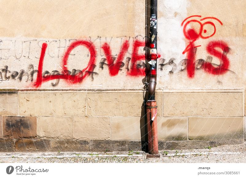 The Answer Mauer Wand Regenrinne Schriftzeichen Graffiti Liebe Verliebtheit Romantik Beratung Partnerschaft Farbfoto Außenaufnahme Menschenleer