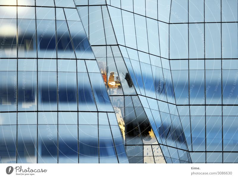 Höhere Mathematik Boston Haus Hochhaus Bauwerk Gebäude Architektur Fassade Sehenswürdigkeit Glas Linie Streifen Netzwerk außergewöhnlich blau Bewegung entdecken