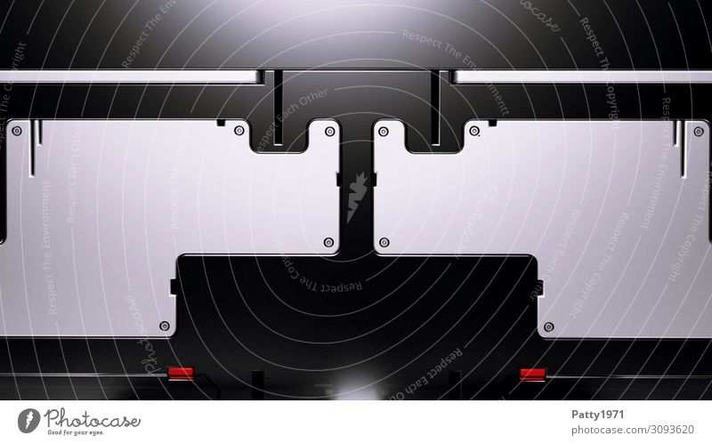 Tech Background - 3D Render Computer Notebook Hardware Technik & Technologie Fortschritt Zukunft High-Tech Industrie grau rot schwarz Design Symmetrie