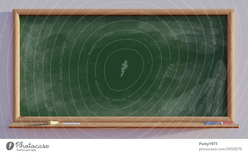Grüne Schultafel mit Kreidewischern (3D Render) Schule lernen Tafel grün klug fleißig diszipliniert Bildung 3D render Grafik u. Illustration Farbfoto
