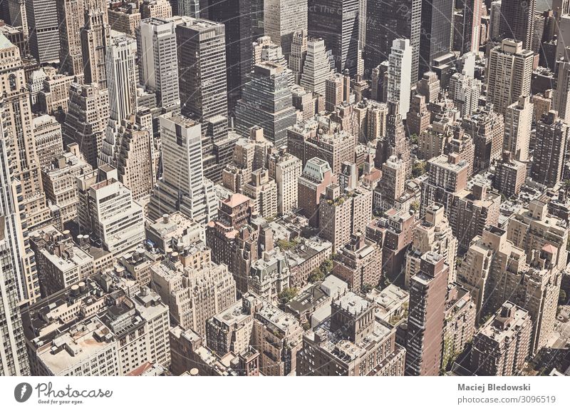 Retrostilisierte Luftaufnahme von New York City, USA. Ferien & Urlaub & Reisen Sightseeing Städtereise Häusliches Leben Wohnung Haus Büro Kleinstadt Stadt