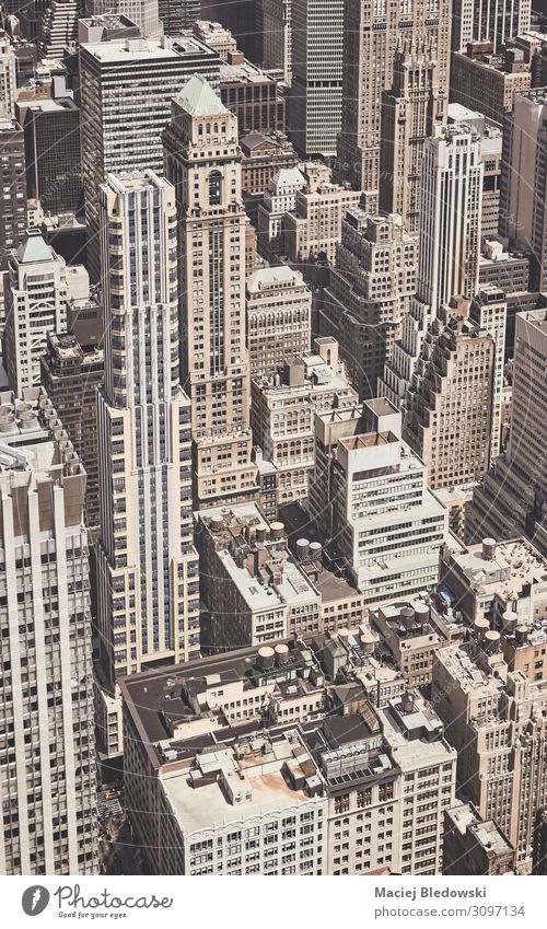 Retro getönte Luftaufnahme der Architektur von New York City, USA. kaufen Reichtum elegant Ferien & Urlaub & Reisen Städtereise Häusliches Leben Wohnung Stadt