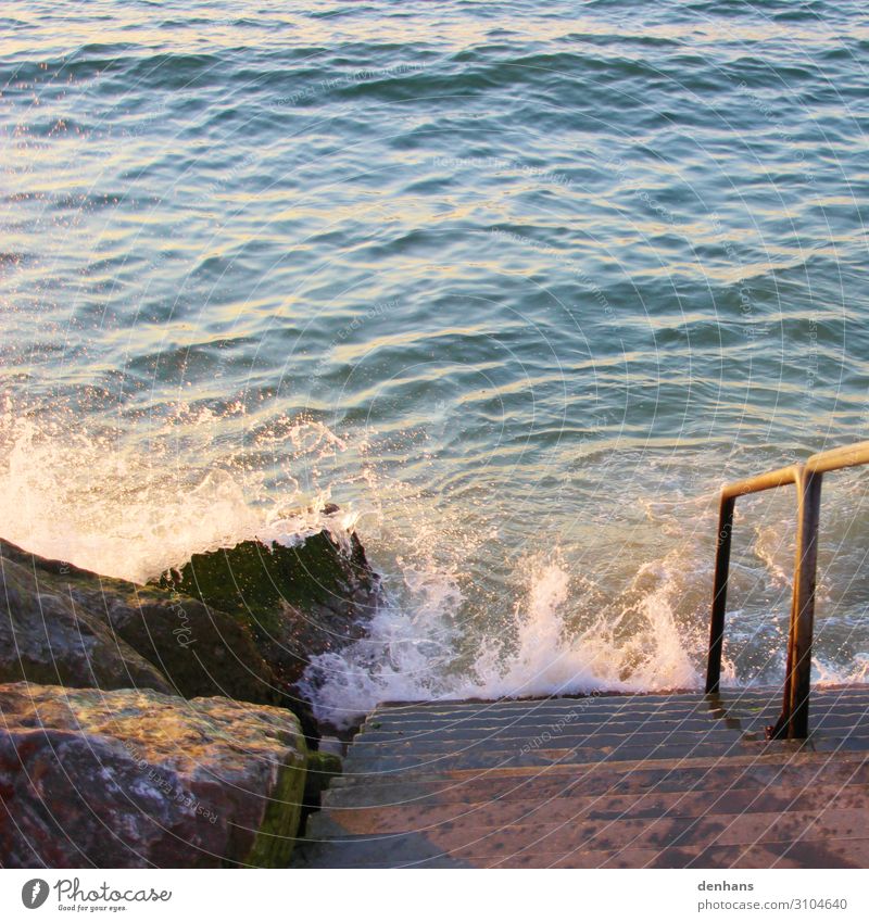 Treppe zum Meer Ferien & Urlaub & Reisen Sommer Umwelt Natur Wasser Klimawandel Wellen Küste Nordsee Erholung bedrohlich maritim nass blau braun türkis Kraft