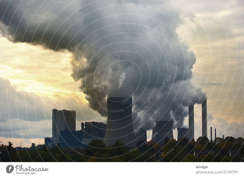 Klimakiller, Braunkohlenkraftwerk in NRW Kohlekraftwerk CO2 Wolken Klimawandel Energiewirtschaft schlechtes Wetter Baum Industrieanlage Kühlturm Politik & Staat