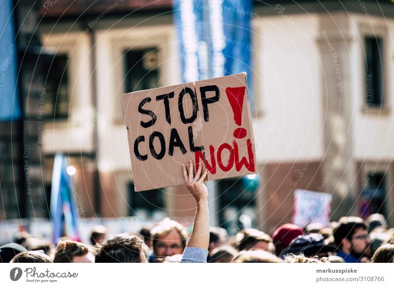 Stop coal now! Bildung Wissenschaften Erwachsenenbildung protestieren Demonstration friday for future greta thunberg Mensch Menschengruppe Umwelt Natur Klima