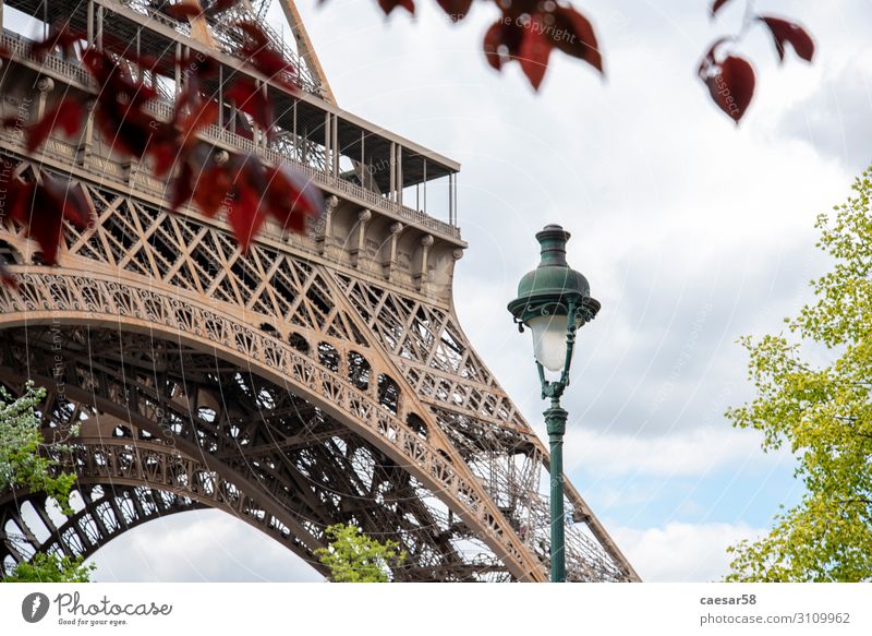 Straßenlaterne am Eifelturm Paris Frankreich Europa Altstadt Tour d'Eiffel Ferien & Urlaub & Reisen braun rot Liebe Romantik schön Straßenbeleuchtung Laterne