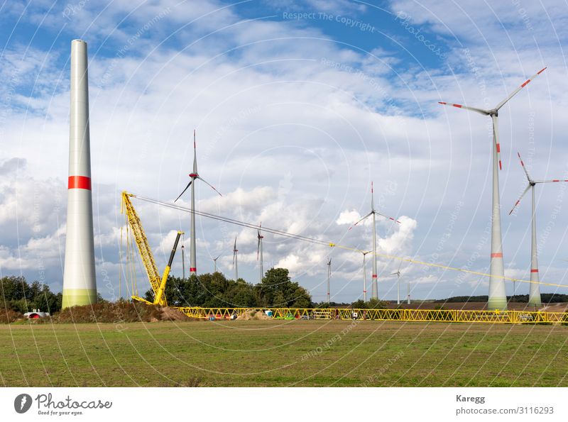 A new wind turbine Technik & Technologie Windkraftanlage Umwelt Natur Landschaft Luft Himmel Kraft innovativ green electric windmill environmental development