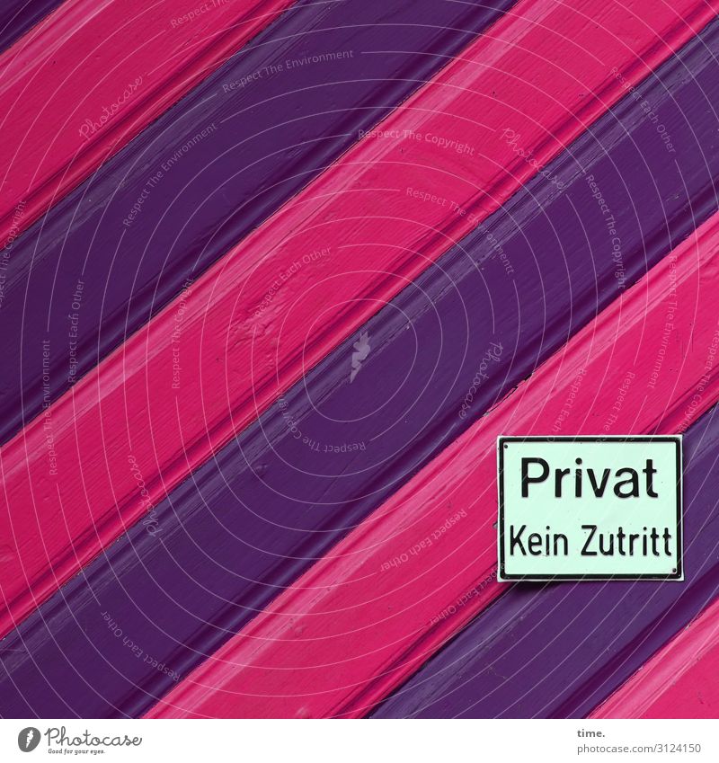 Ansage (3) holztor schild privat Zutritt verboten diagonal rot violett hinweis privatbesitz design