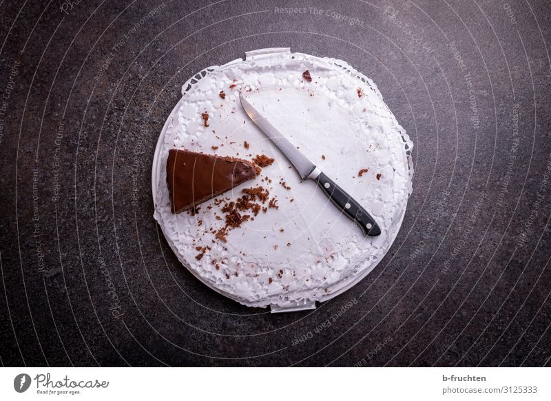 das letzte Stück vom Kuchen Lebensmittel Dessert Schokolade Ernährung Kaffeetrinken Büffet Brunch Festessen Teller Messer Essen Feste & Feiern wählen genießen