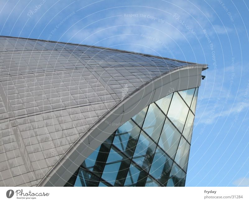 science centre Wolken Gebäude Stahl Glasgow Architektur Himmel Metall Reflektion