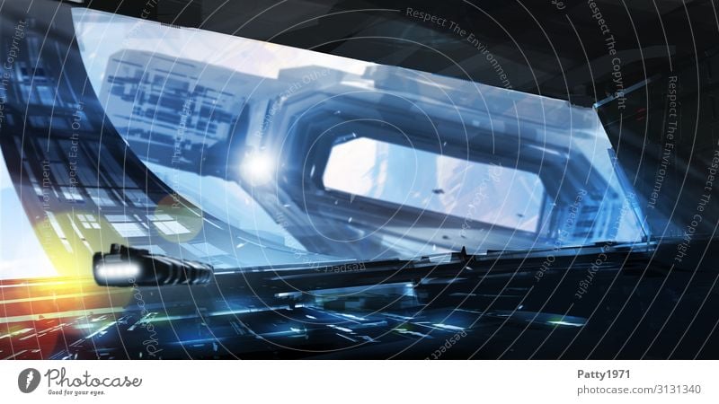 Rotating Space Dock - Sci-Fi Illustration Fortschritt Zukunft High-Tech Luftverkehr Raumfahrt UFO Weltraumstation drehen fliegen Bewegung Mobilität modern