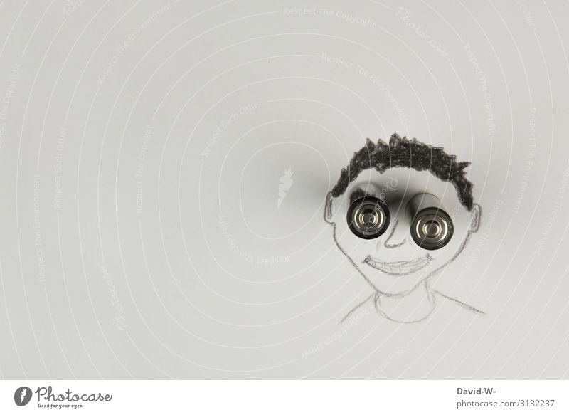 Lach doch mal 8) Mann Junge Kind Gesicht lachen lächeln lustig Smile Batterien kreativ Kreativität Zeichnung Profil Kopf elektronik Technik Techniker
