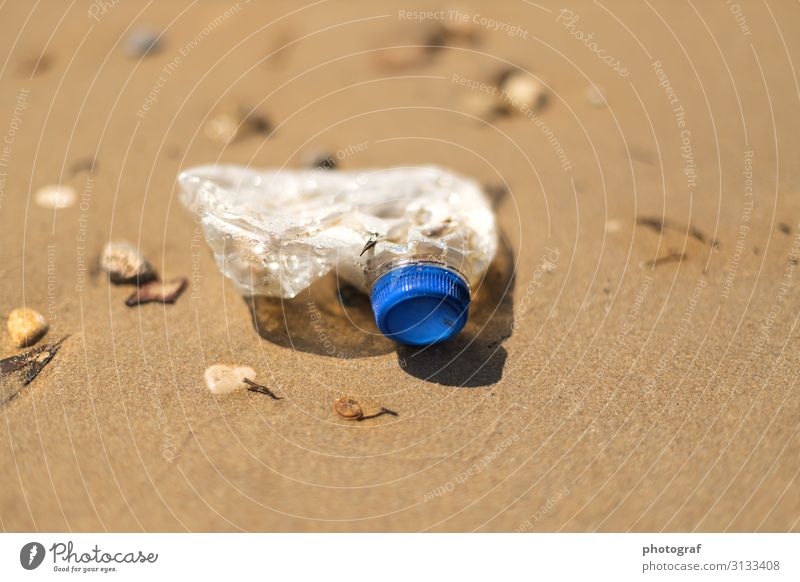 Plastik Abfall Umwelt Natur Landschaft Klima Küste Meer Sand Kunststoff Denken sprechen dreckig Unendlichkeit Sauberkeit blau braun achtsam Entsetzen