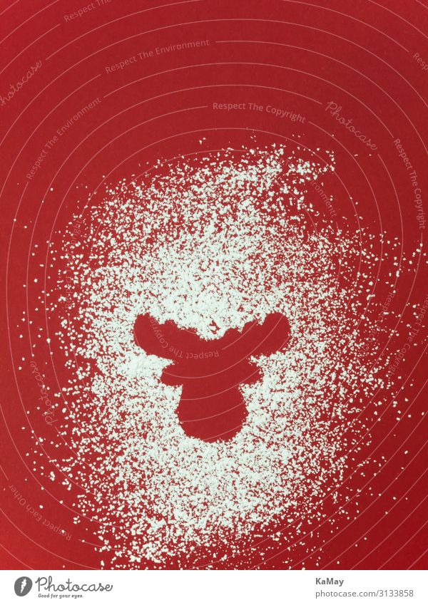 Weihnachtlicher Elch auf rot Dekoration & Verzierung Weihnachten & Advent Winter Schnee Tier Wildtier Rentier 1 Zeichen weiß Hintergrundbild abstrakt