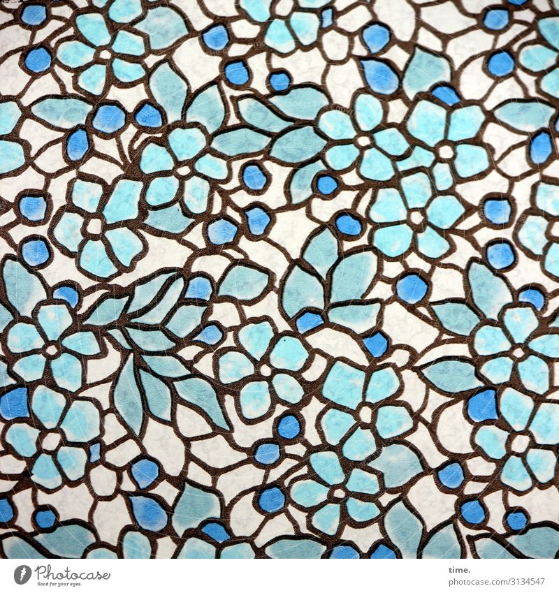 Beziehungsmuster Glas fenster glasfenster deko Blumen Grün blau türkis aufbringen strukur Ornamentfenster ornamente Folie Oberfläche Tageslicht Farbe Design