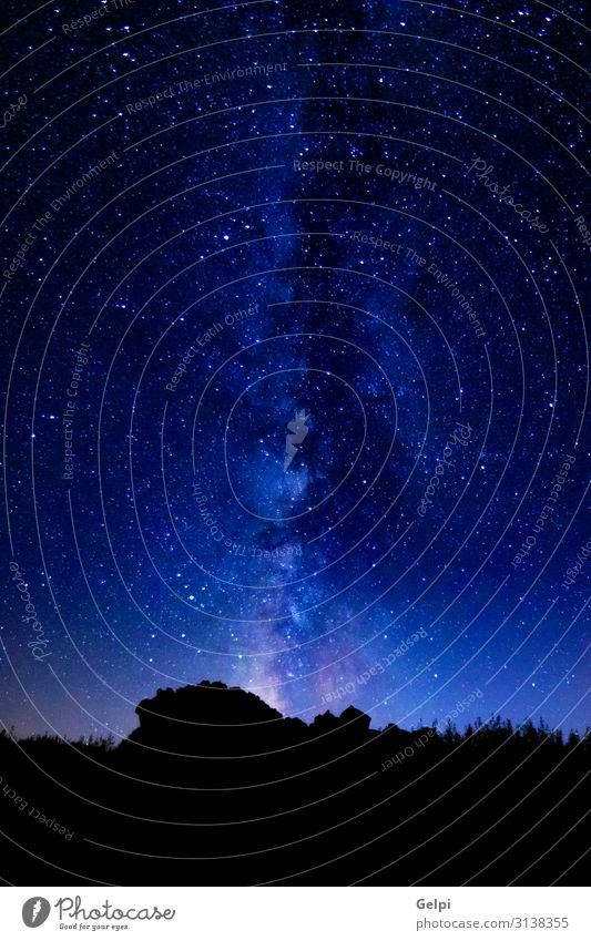 Milchstraße im Sommer in Spanien Ferien & Urlaub & Reisen Natur Landschaft Himmel Klima Baum dunkel hell Galaxie milchig Milchstrasse Astronomie Weltall Stern