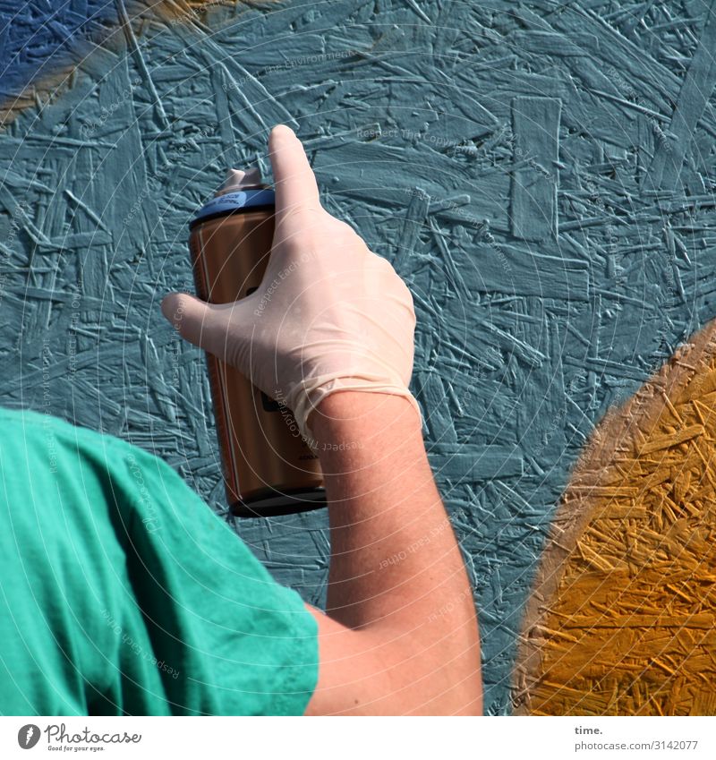 colour up your life (IV) maskulin Mann Erwachsene Arme Hand Finger Schulter 1 Mensch Kunst Künstler Kunstwerk Gemälde Tagger Mauer Wand Handschuhe