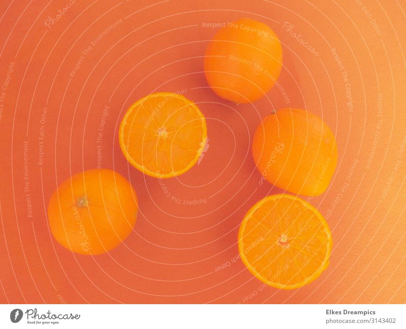 Orangen Lebensmittel Frucht Gesunde Ernährung Freude Farbfoto Innenaufnahme Starke Tiefenschärfe Vogelperspektive