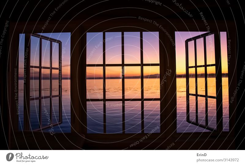 Sonnenaufgang über dem Meer durch schwarze Fensterscheiben schön Erholung Ferien & Urlaub & Reisen Tapete Umwelt Natur Landschaft Horizont frisch einzigartig