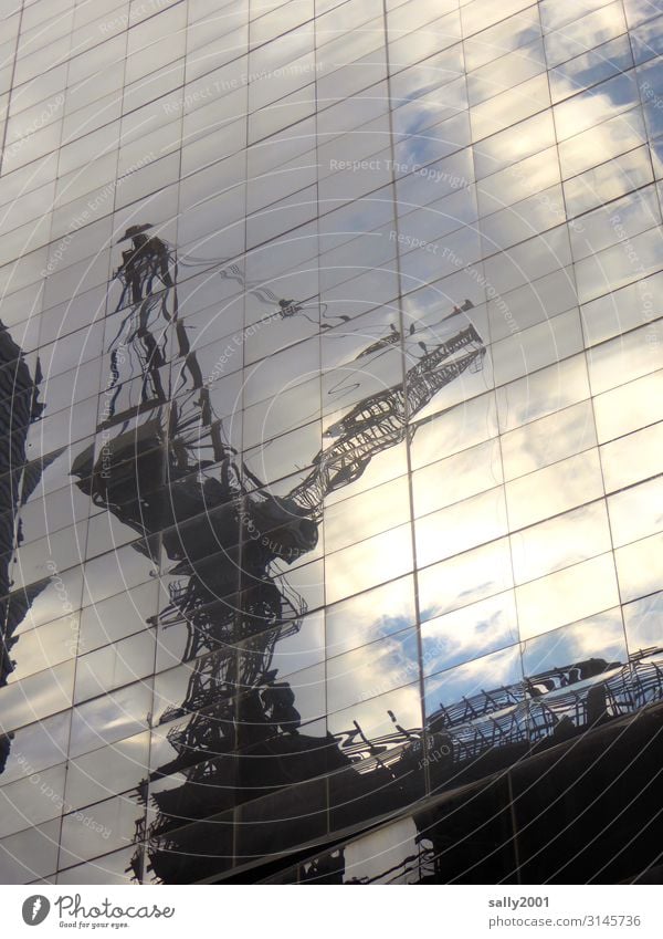 Großstadtbaustelle... Fassade Glasfassade Kran Baukran Reflexion & Spiegelung Sonnenlicht Baustellen Architektur Hochhaus New York City Manhattan USA Gebäude