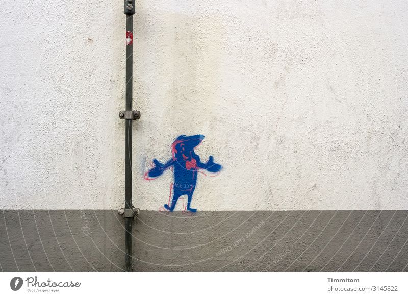 Ach...Du! Kunst Musik Medien Mauer Wand Metall ästhetisch Freundlichkeit blau grau rot schwarz Gefühle Freude Glück Gesang deklamieren Herz Nürnberg Fliege