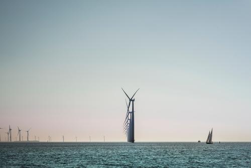 Die Energie des Windes, Windkraftpark im IJsselmeer Segeln Meer Wellen Segelboot Technik & Technologie Energiewirtschaft Erneuerbare Energie Windkraftanlage