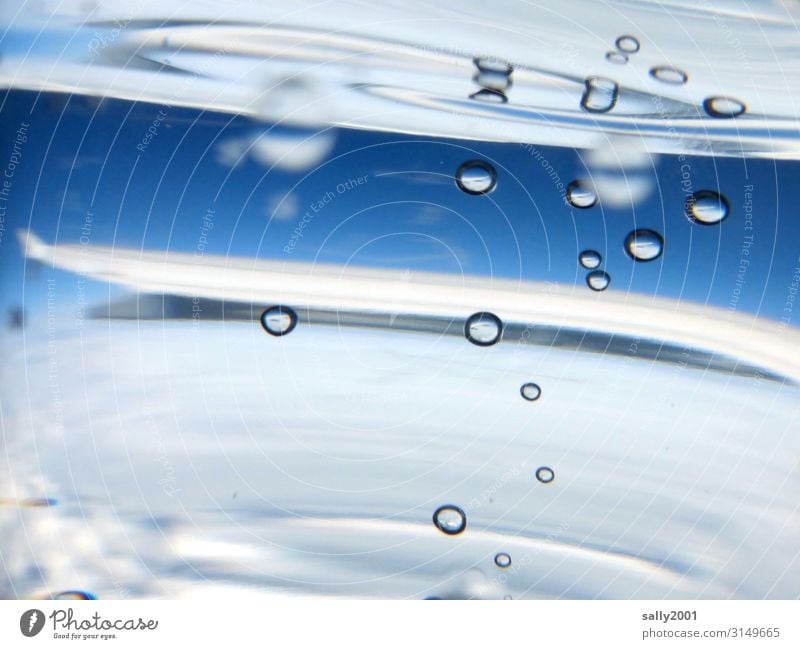Wasser in der Luft... Mineralwasser Luftblase Flugzueug Tragfläche verschwommen Experiment Luftaufnahme Zwischenwelt Erfrischungsgetränk Blase rund Kohlendioxid