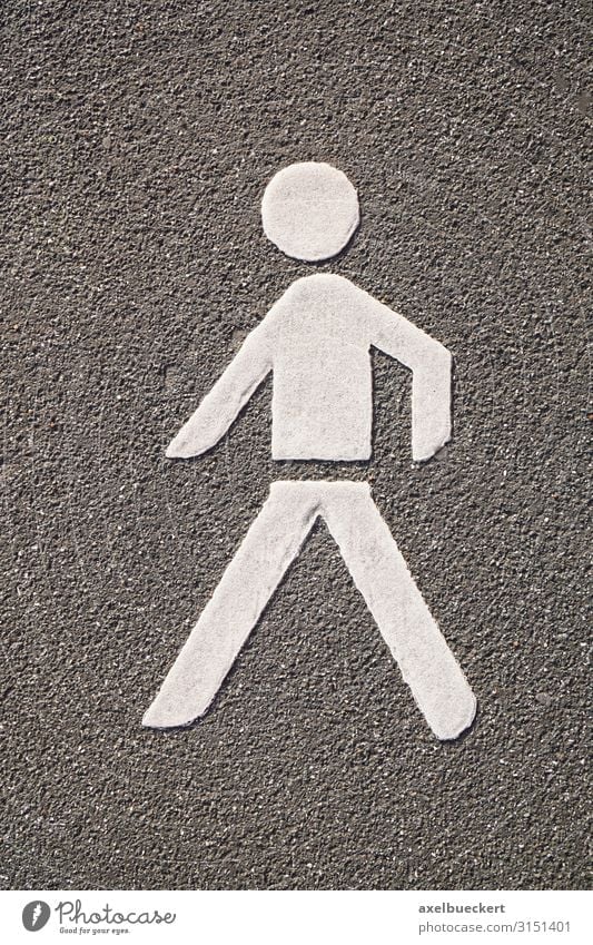 Fußgänger Piktogramm auf Asphalt Verkehr Verkehrswege Straße Wege & Pfade Zeichen Schilder & Markierungen Verkehrszeichen gehen Symbole & Metaphern Fußweg