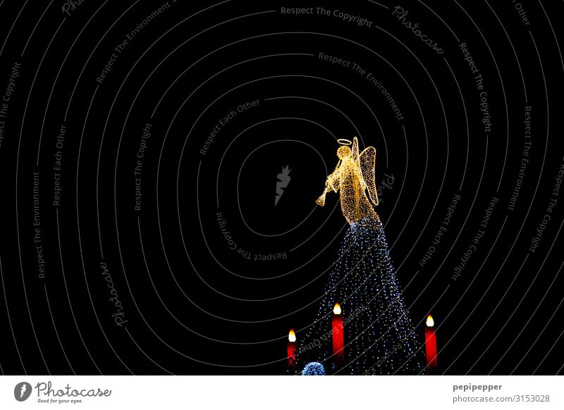 Weihnachtsbaum mit Engel Nachtleben Weihnachten & Advent androgyn Körper Dortmund Sehenswürdigkeit Heiligenschein Kerze Zeichen Ornament Musik hören ästhetisch
