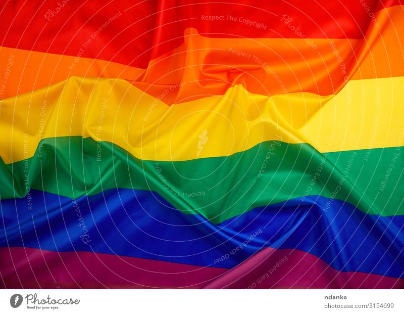 textile Regenbogenfahne mit Wellen Lifestyle Freiheit Homosexualität Paar Kultur Wind Wahrzeichen Stoff Fahne Liebe frei neu blau gelb grün rosa rot