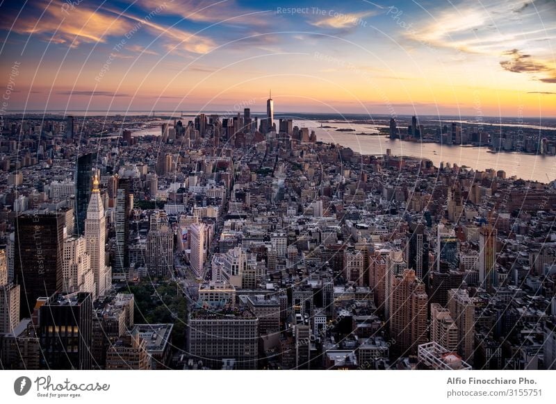 Blick über New York City in Midtown Manhattan Ferien & Urlaub & Reisen Sightseeing Büro Himmel Stadtzentrum Skyline Hochhaus Gebäude Architektur Straße