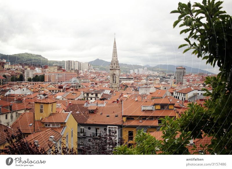 Über den Dächern von Bilbao kaufen Ferien & Urlaub & Reisen Tourismus Sightseeing Städtereise Natur Wolken Herbst schlechtes Wetter Baum Sträucher
