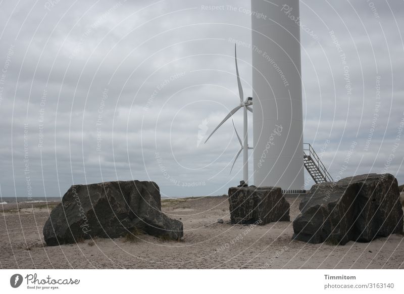 Windpark (3) Ferien & Urlaub & Reisen Energiewirtschaft Windkraftanlage Umwelt Natur Urelemente Sand Luft Wasser Himmel Wolken Wetter Strand Nordsee Dänemark