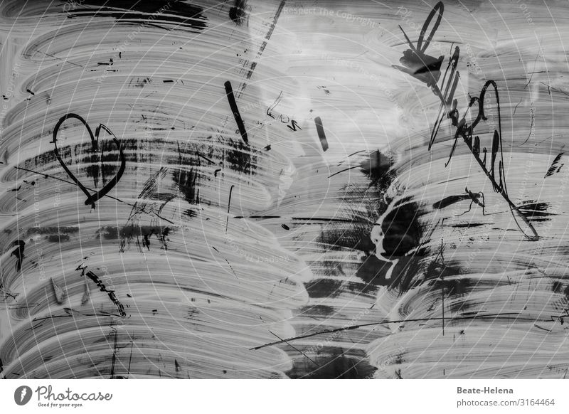 Herzlich - freundliche Schmiererei herzlich herzförmig Gefühle Zeichen Kunst abstrakt Schwarz-Weiß-Fotografie Liebeserklärung ungewöhnlich kraftvoll brutal