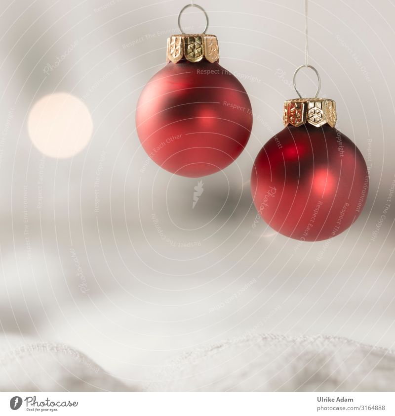Weihnachtskugeln Design Postkarte Feste & Feiern Weihnachten & Advent Dekoration & Verzierung Kugel hängen leuchten weich rot Gefühle Stimmung Vorfreude Glaube