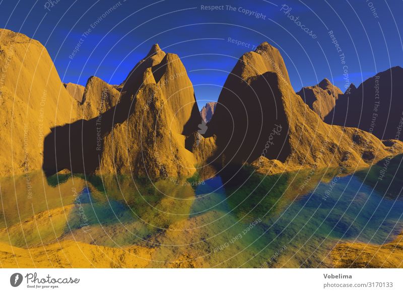 Gerenderte Aufnahme: Bergsee gerdendert terragen bergsee berge gebirge phantasie fantasie