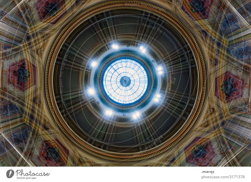 Kuppel Kuppeldach Ornament alt historisch rund schön Stimmung ästhetisch Perspektive Irritation Kreis Symmetrie hypnotisch bemalt Palast Doppelbelichtung