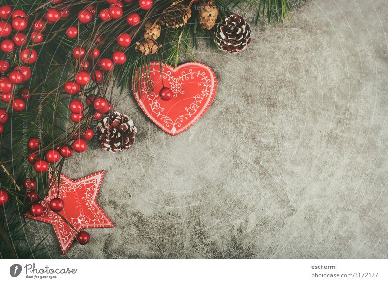 Hintergrund des Weihnachtskonzeptes Lifestyle Winter Schnee Dekoration & Verzierung Tisch Feste & Feiern Weihnachten & Advent Silvester u. Neujahr Ornament Herz