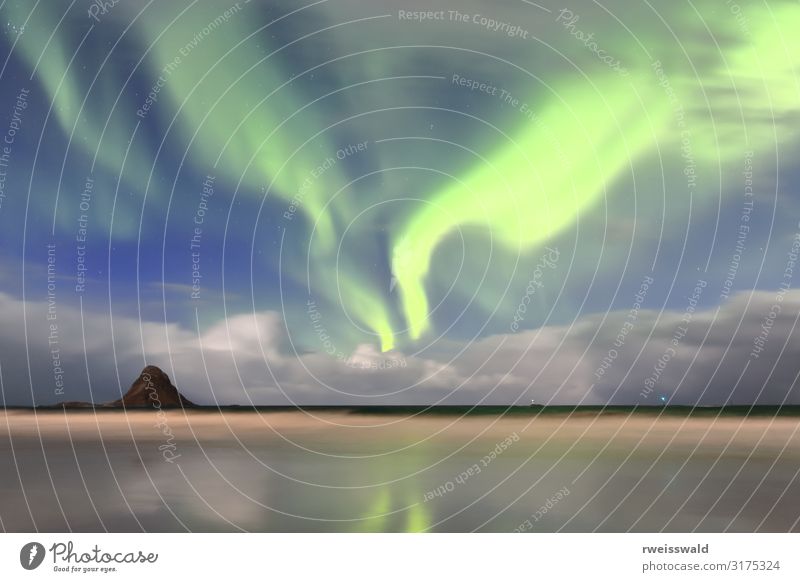 Aurora borealis-Nordpolarlichter-Bleik-Strand. Andoya-Norwegen-50 Meer Umwelt Natur Landschaft Urelemente Sand Luft Wasser Erde Himmel Wolken Nachthimmel Stern