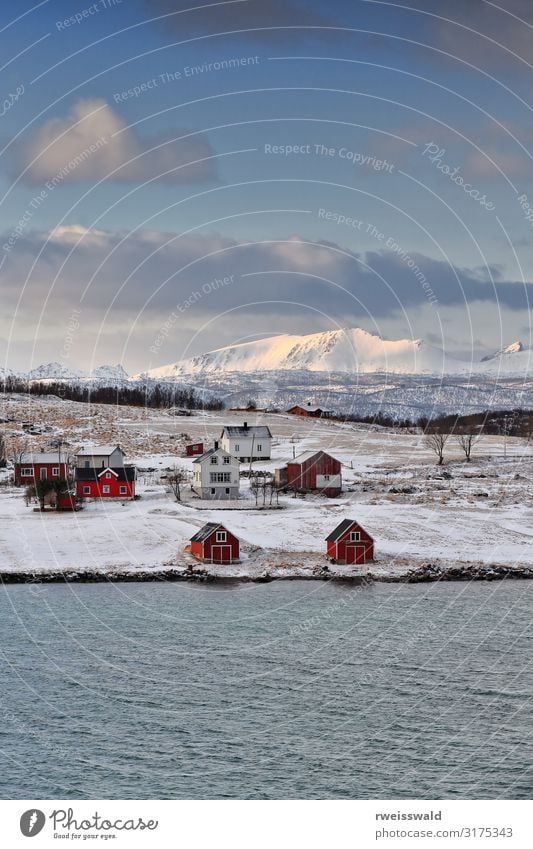 Holdoya-Insel von Austvagoya-Insel Nordufer-Nordland-Norwegen-83 Angeln Ferien & Urlaub & Reisen Tourismus Ausflug Ferne Sightseeing Meer Winter Schnee