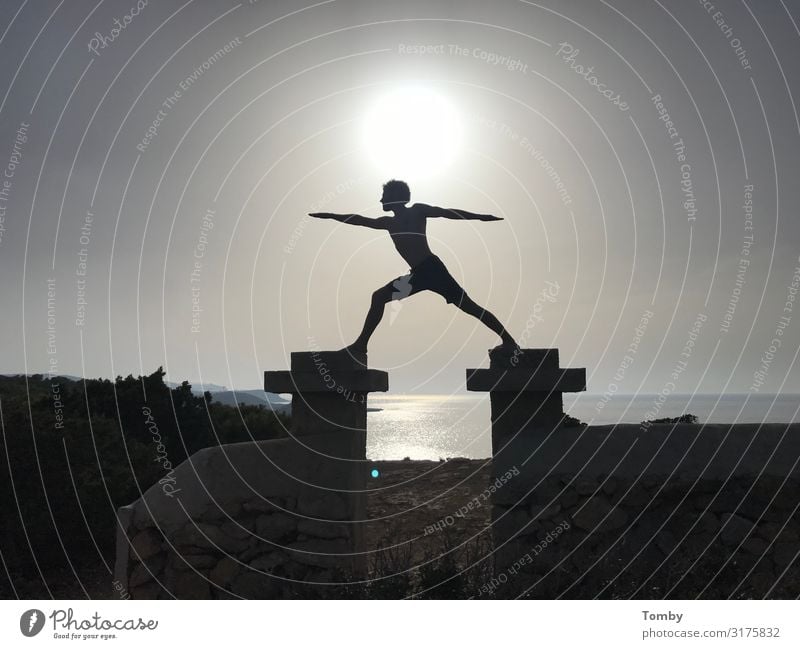 Yoga Sunset Ferien & Urlaub & Reisen Sommer Meer Insel Sport Fitness Sport-Training Sportler maskulin Leben Körper 1 Mensch Natur Landschaft Wolkenloser Himmel