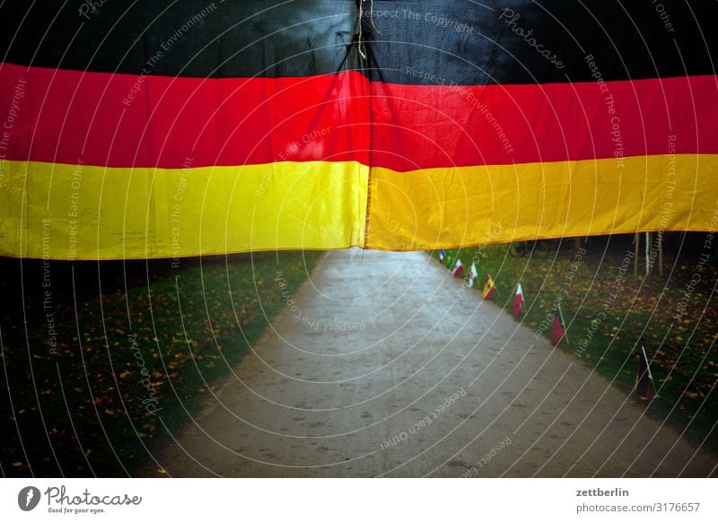 Deutschlandfahne Tiergarten Berlin Deutsche Flagge Fahne Hauptstadt Menschenleer Nationalitäten u. Ethnien Park Textfreiraum Wald Wege & Pfade