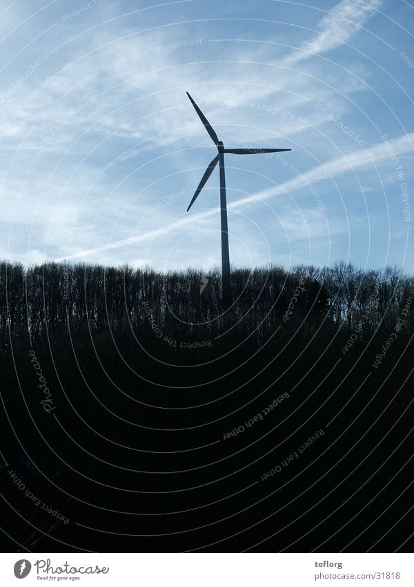 Windrad Wald einzeln Industrie Erneuerbare Energie Kraft Himmel Graffiti