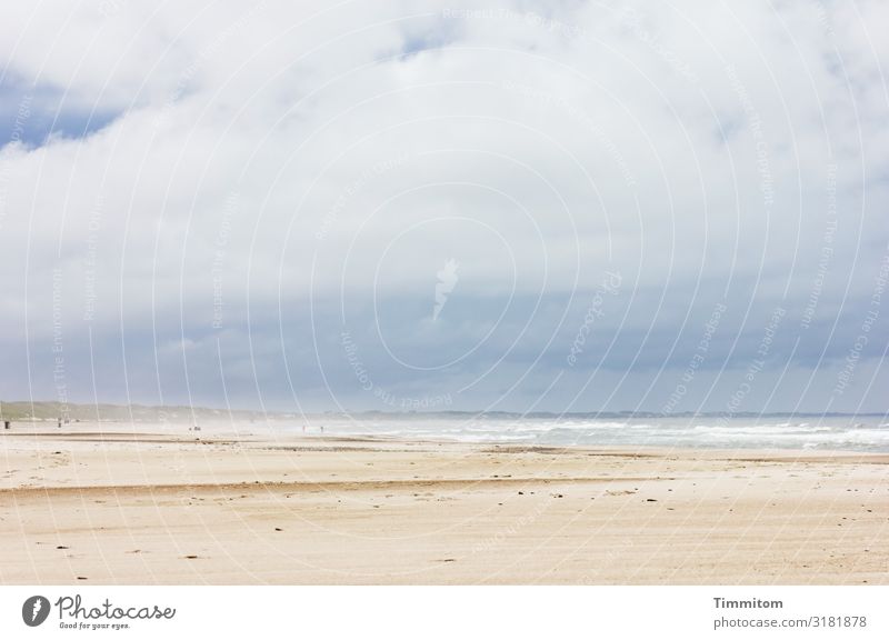 Nordseestrand - Himmel, Wolken und Wellen Dänemark Strand Sand Meer Dünen Wetter blau weiß braun Ferien & Urlaub & Reisen Natur Nordseeküste Wind